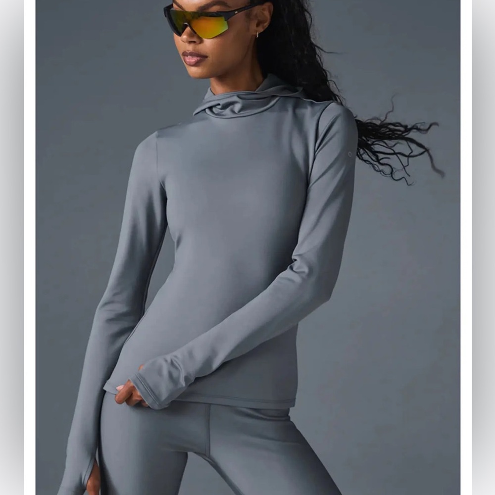 Alo Airlift Winter Warm Hooded Runner XS Steel Grey